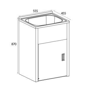 BLC-T35A Tulsa Laundry Troughs with Metal Cabinet (35 litre) technical drawing