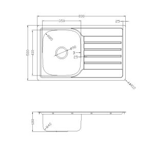 Prague pressed sink technical drawing